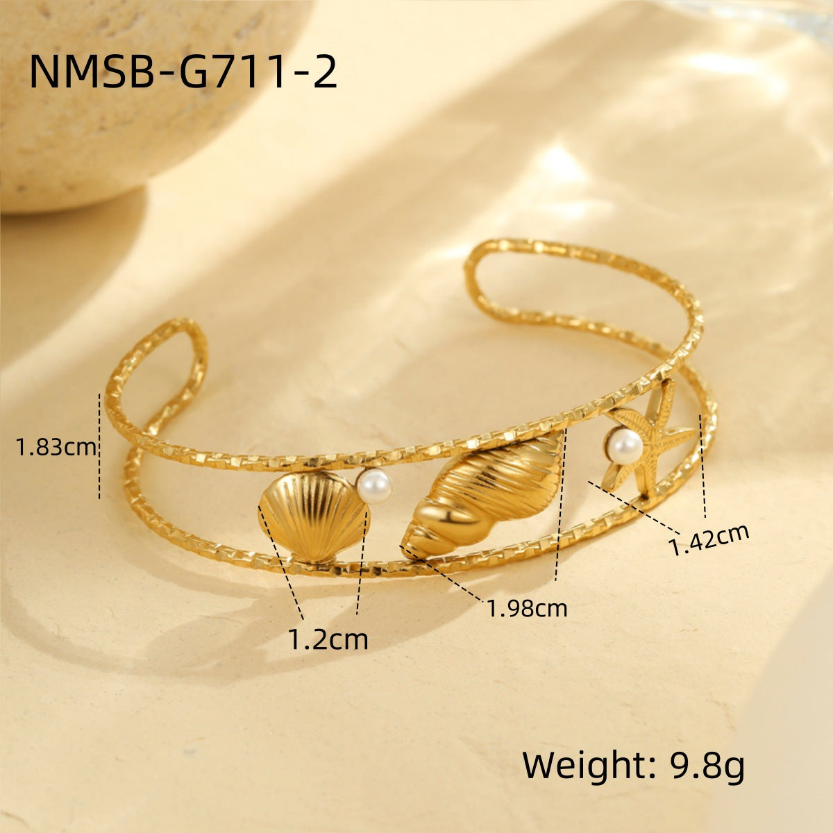 Parure da donna con collana, bracciale, orecchini e anello abbinati in acciaio inossidabile placcato, design geometrico ispirato all'oceano