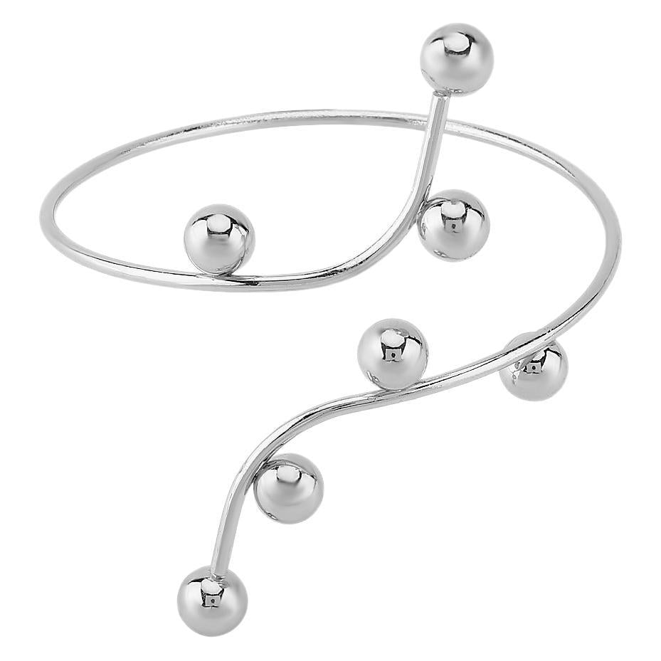 Bracciale da donna in metallo minimalista geometrico con perline tonde e finitura placcata