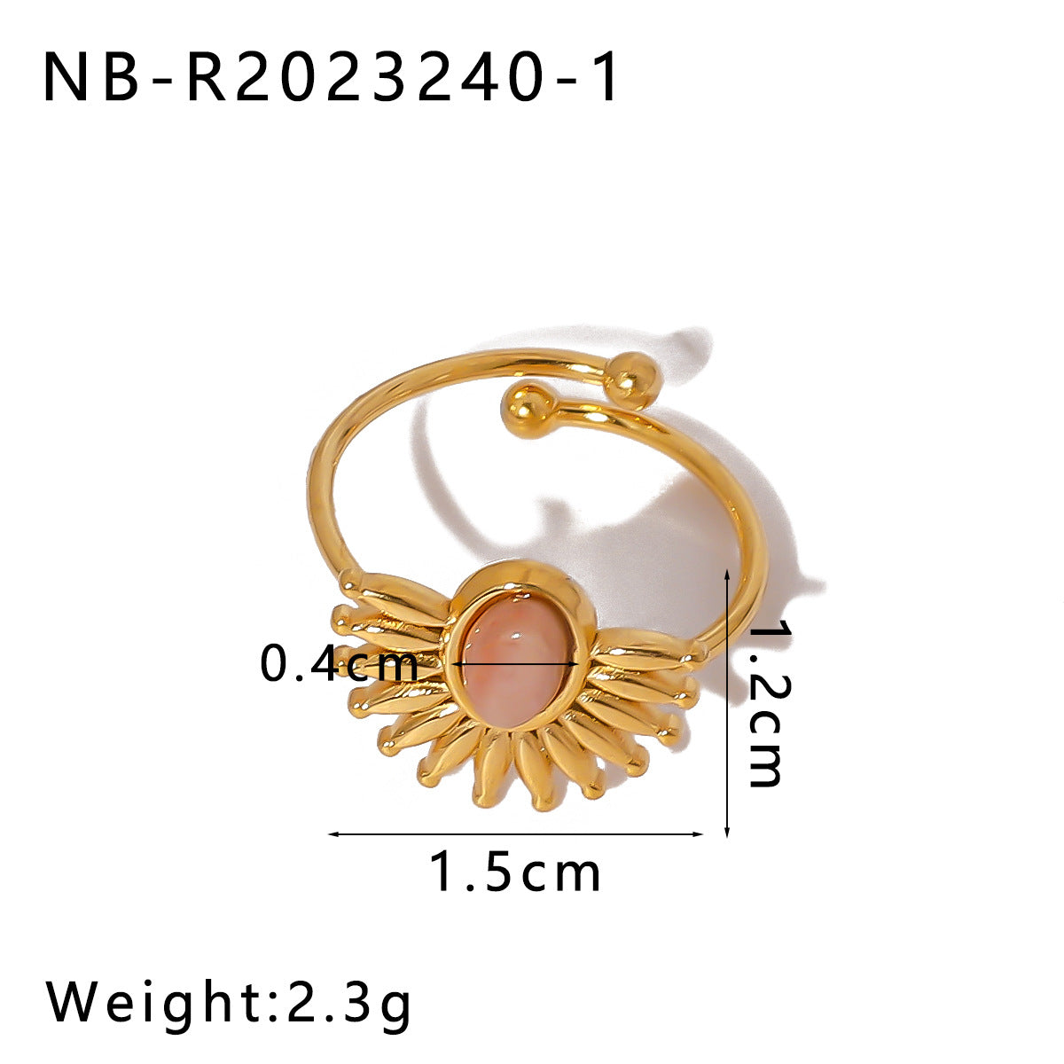 INS Style Geometric Sun-Shaped Stainless Steel Ring with Turquoise Inlay for Women and Men