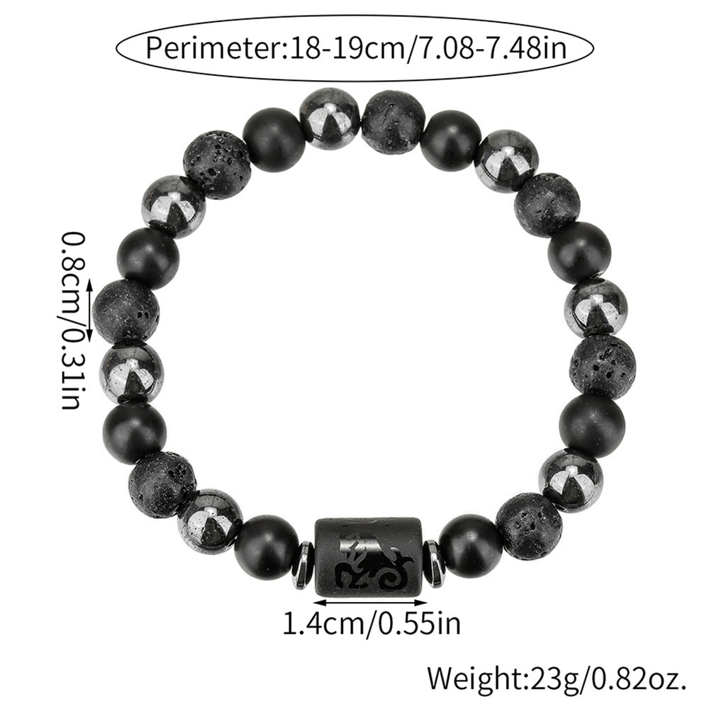 Vintage Handmade Round Volcanic Stone Beaded Bracelet Unisex