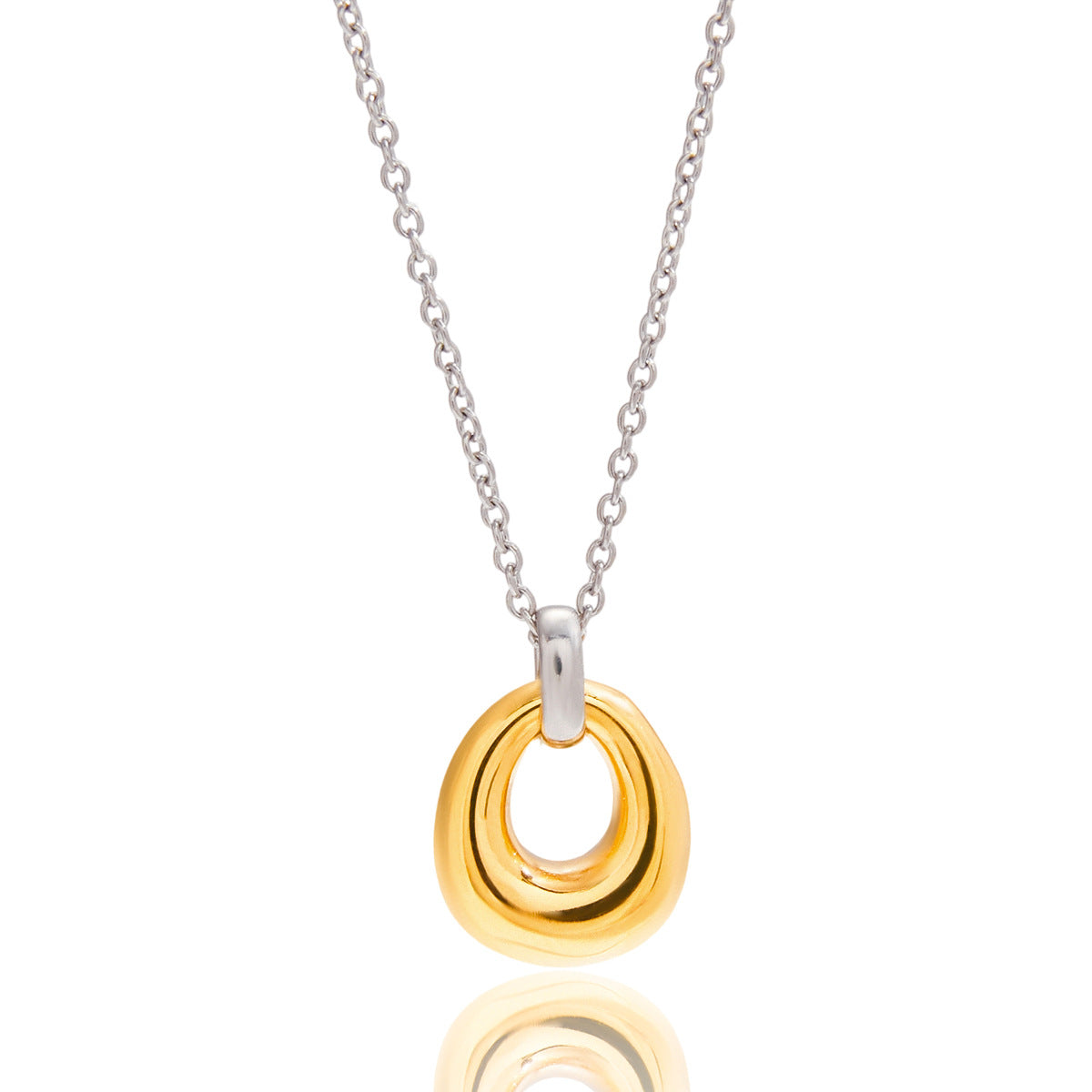 Collana con ciondolo geometrico in acciaio inossidabile da donna con ciondolo in acciaio al titanio e finitura placcata, catena per maglione alla moda e casual