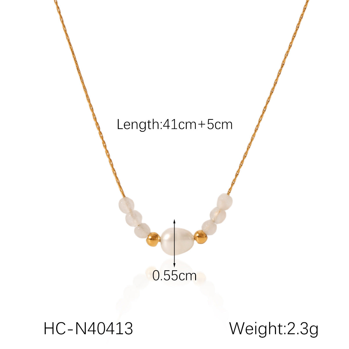 Collana con ciondolo minimalista geometrico con perle d'acqua dolce in acciaio inossidabile placcato oro 18 carati da donna