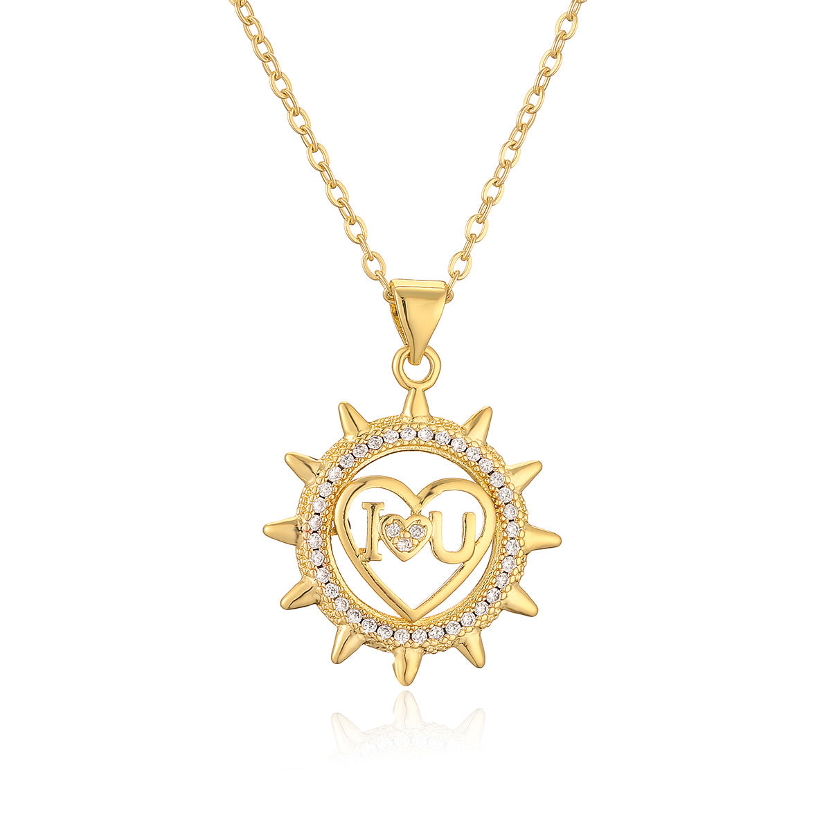 Minimalist Heart-Shaped Copper Pendant Necklace with Gold Plating and Zirconia for Women