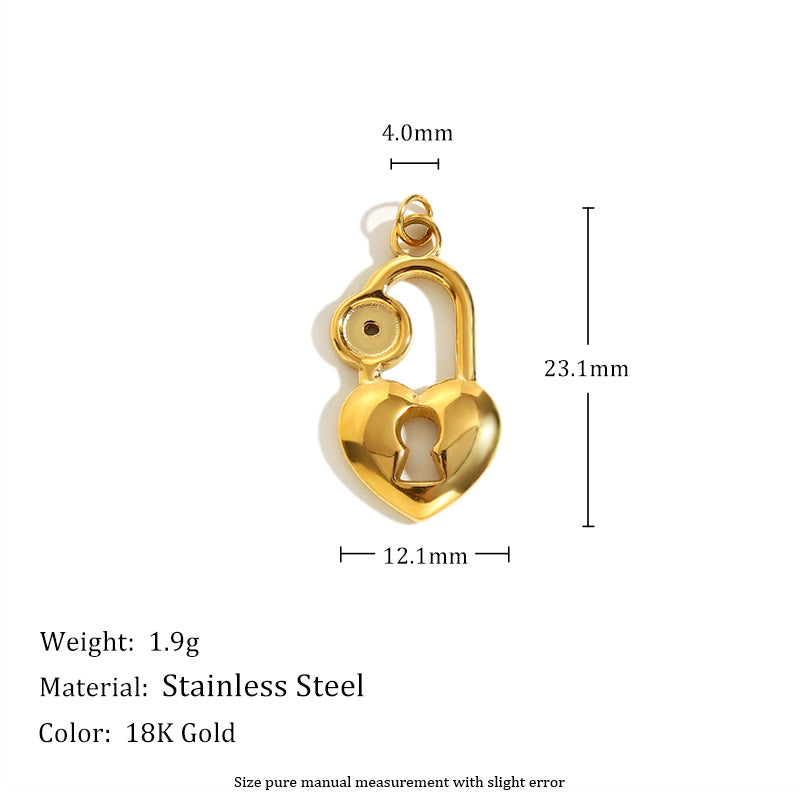 18K Gold Plated Stainless Steel Heart Charm Bar for Women