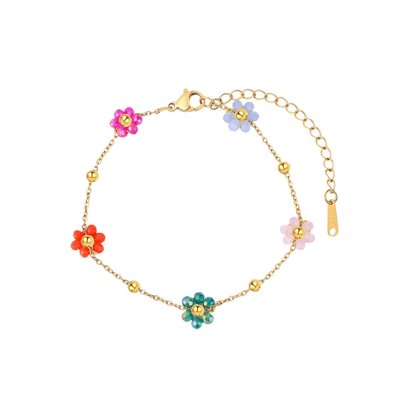 Sweet Floral Plated Stainless Steel Bracelet for Women