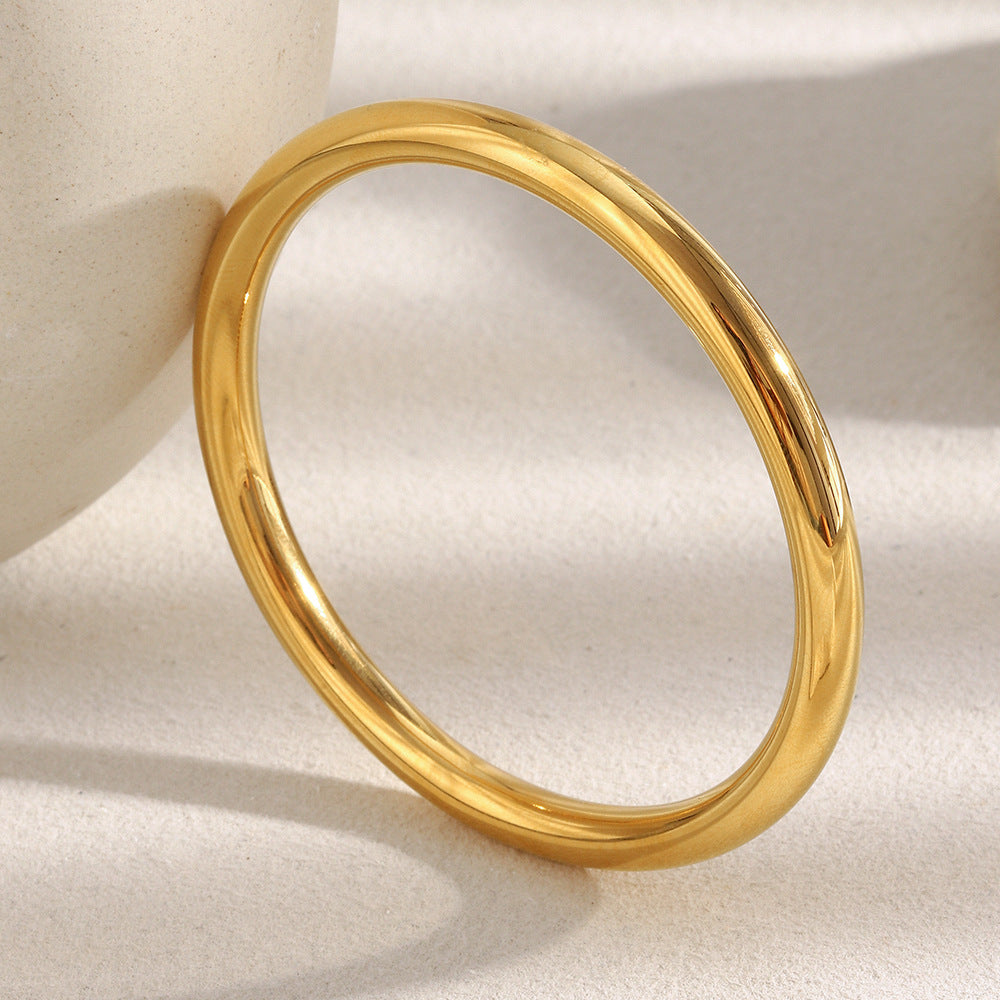 Bracciale rigido da donna in acciaio inossidabile placcato oro 18K, design geometrico minimalista e cavo