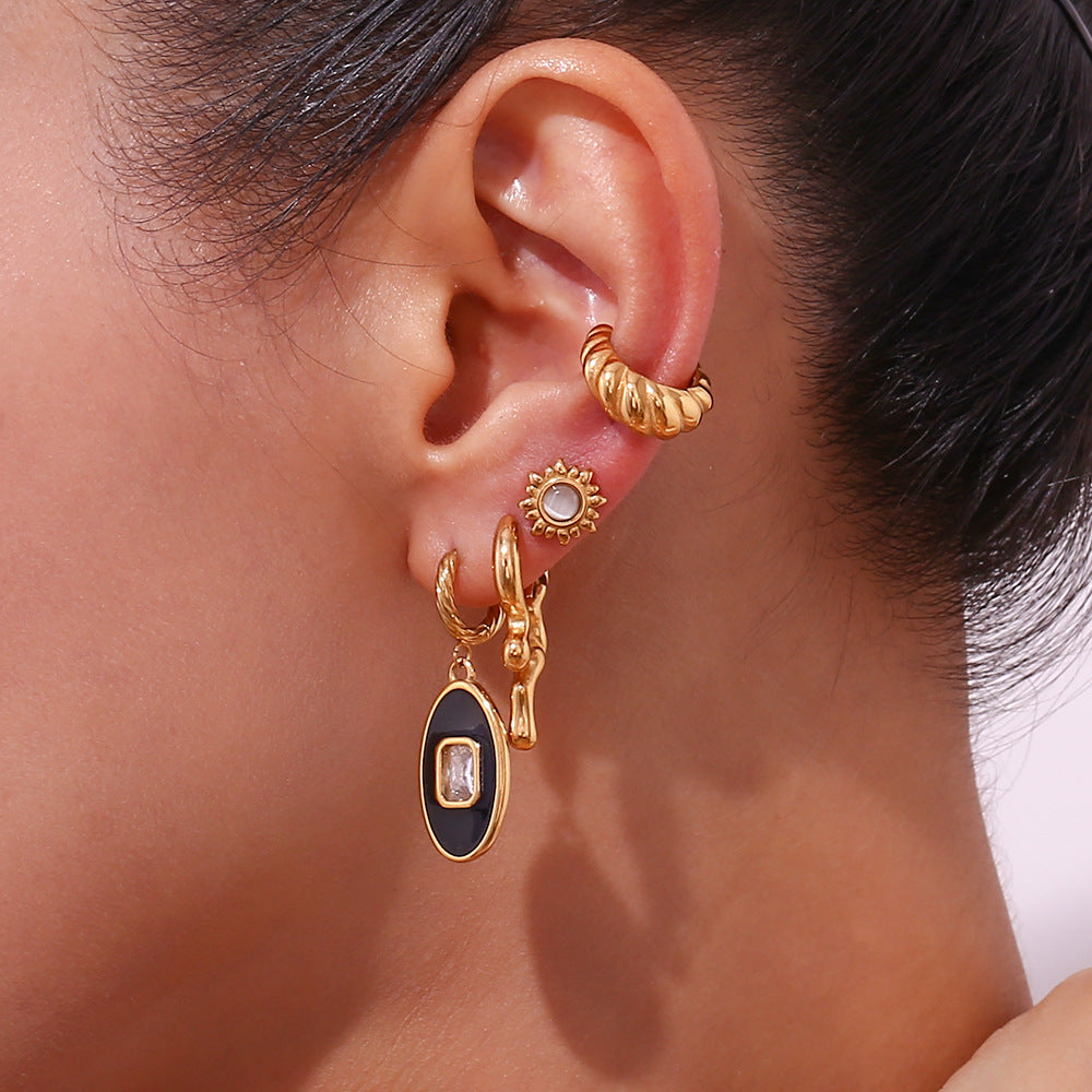 Fashionable Geometric Stainless Steel Ear Cuffs with 18K Gold Plating for Women
