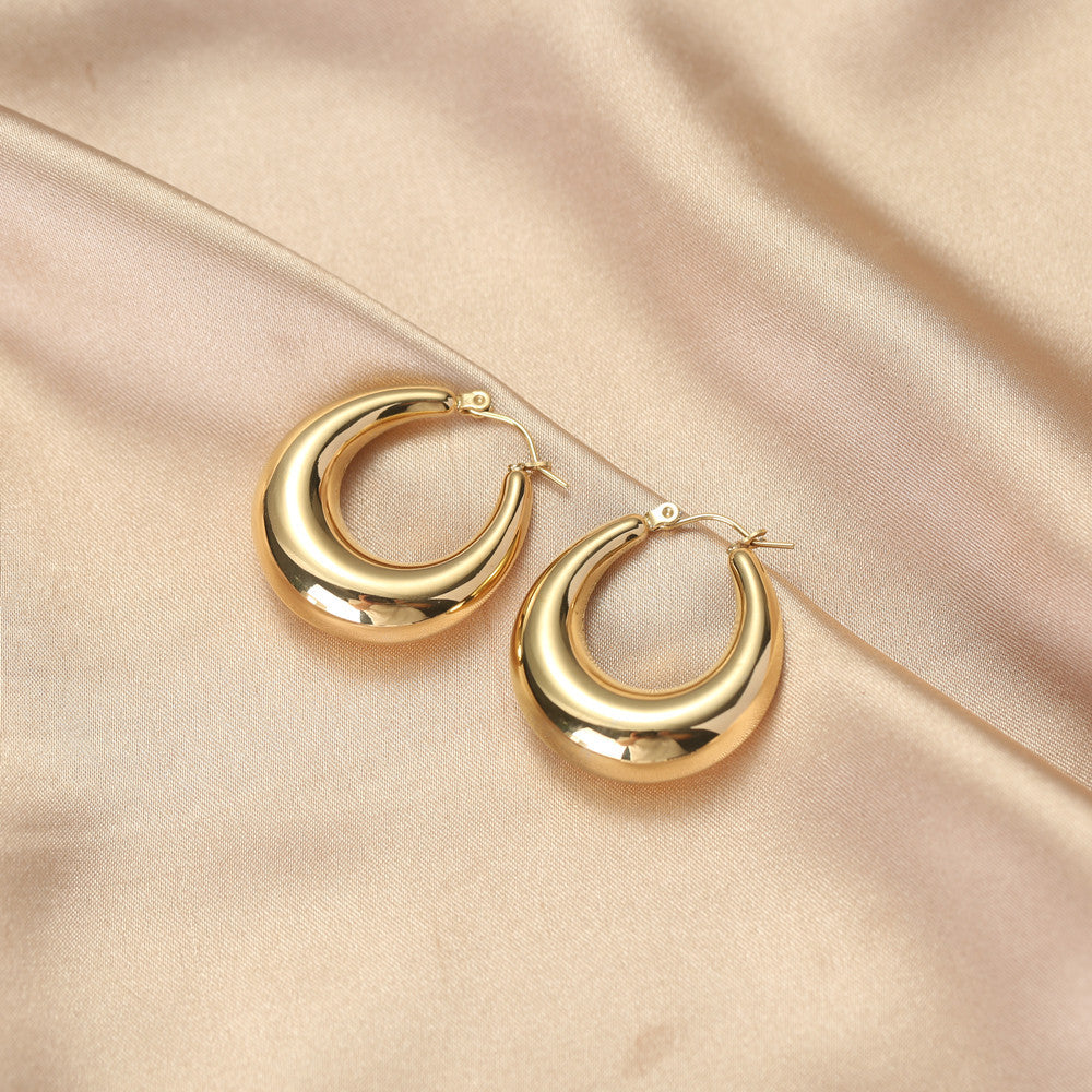Orecchini Minimalisti Geometrici da Donna in Acciaio Inossidabile con Placcatura Sottovuoto in Oro 18K