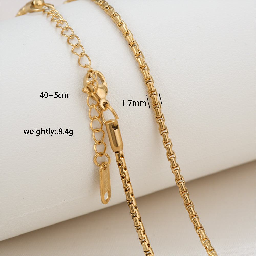 Collana Minimalista Unisex con Catenina Box in Acciaio Inossidabile Placcato Oro 18K