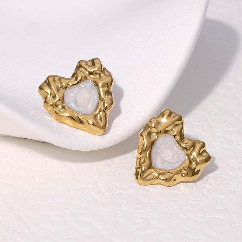 Minimalist Luxury 18K Gold Plated Heart Stainless Steel Earrings for Women