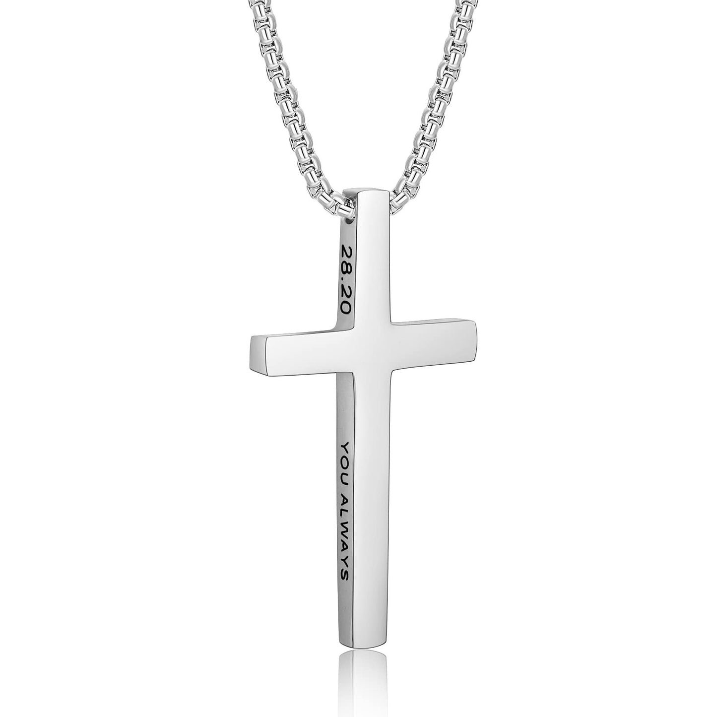 Minimalist Cross Pendant Necklace in Stainless Steel with Polished Titanium Steel Charm for Unisex Daily Wear