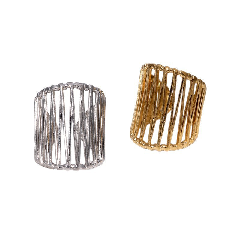 Light Luxury Geometric Open Ring 18K Gold Plated Stainless Steel Women's Fashion Jewelry