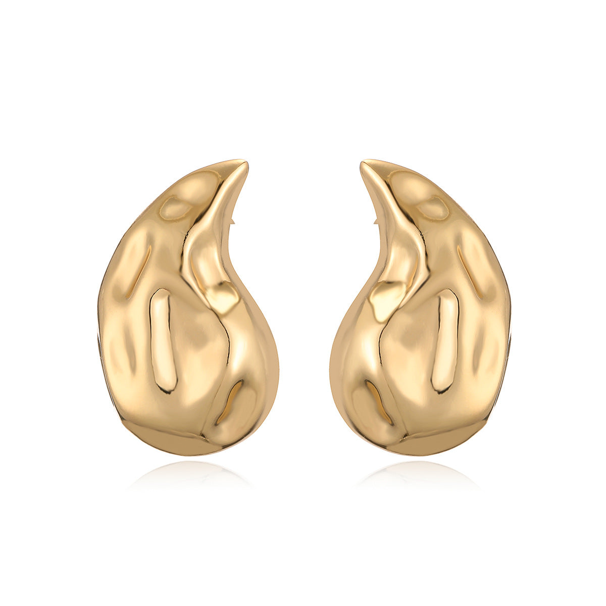 Punk-Style Irregular Geometric Copper Stud Earrings for Women with Micro-Pave Setting