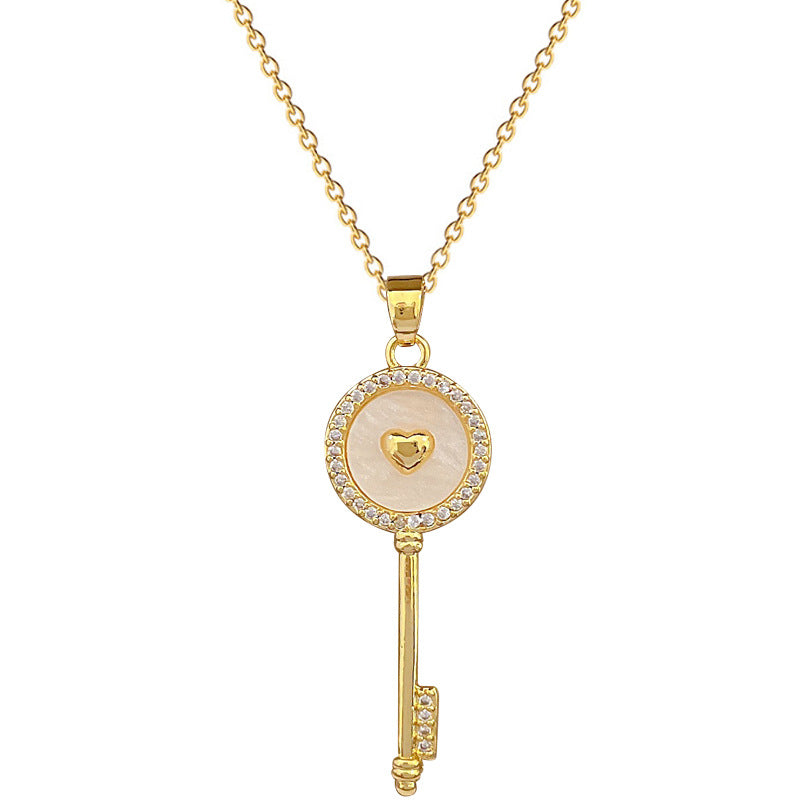 Luxury Titanium Steel Geometric Moon Pendant Necklace for Women and Men with Rhinestone Inlay