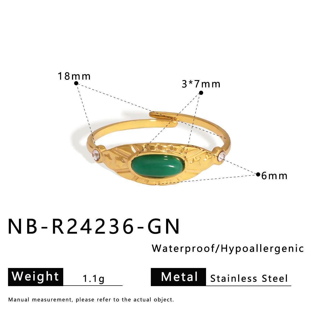 Anello geometrico in acciaio inossidabile con turchese naturale e pietre occhio di tigre, gioiello da mano unisex in stile vintage galvanizzato