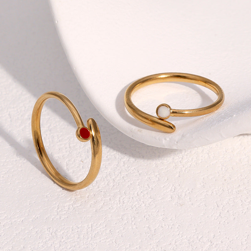 Minimalist Geometric Open Ring 18K Gold Plated Titanium Steel Women's Fashion Jewelry