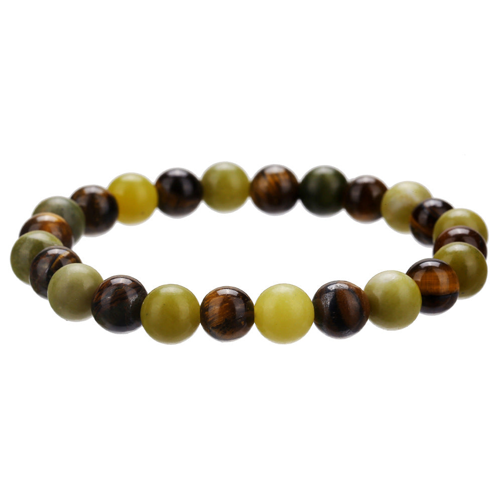 Bohemian Geometric Beaded Bracelet with Natural Stone Beads 8mm Graduated Color Elastic Bracelet for Women and Men