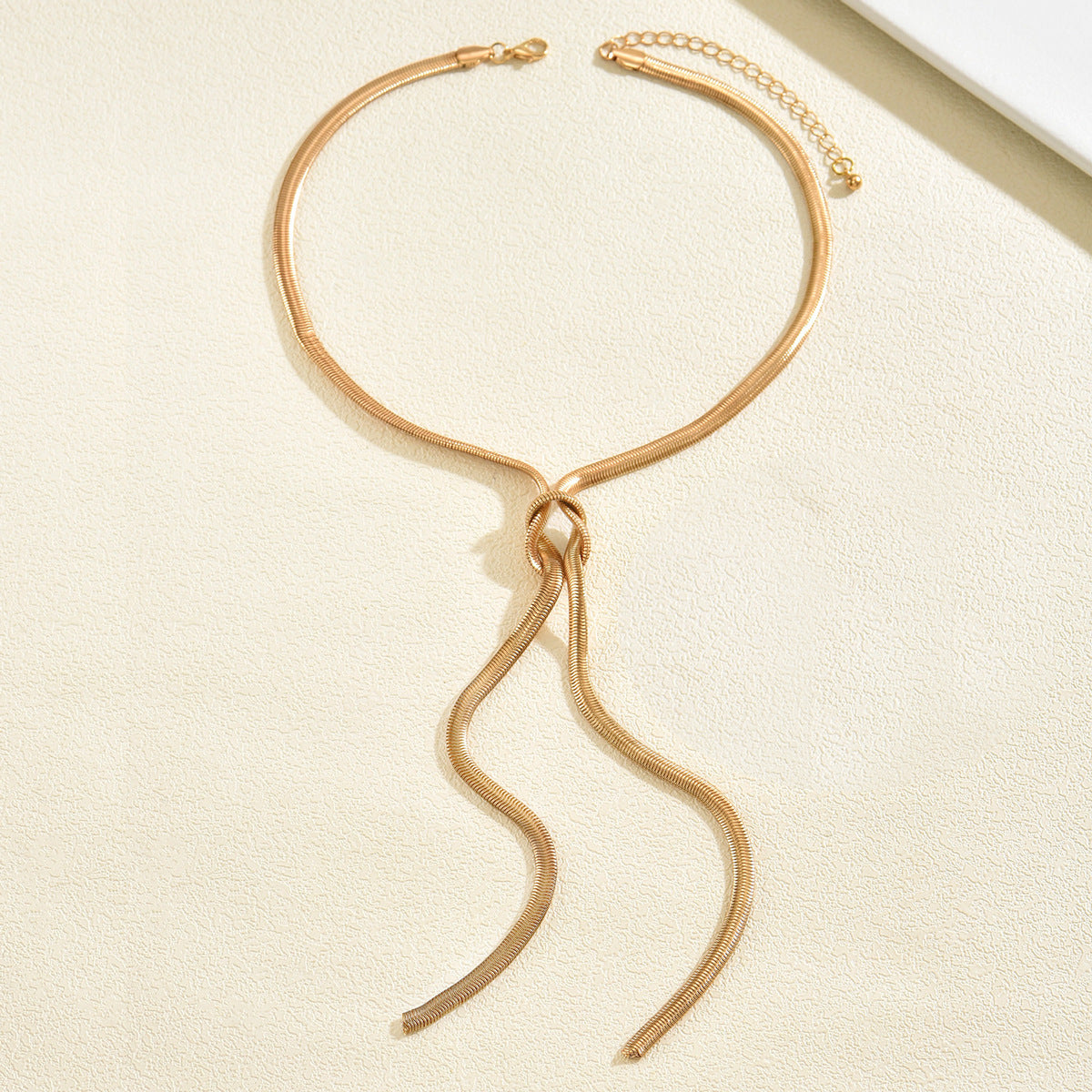 Geometric Line Design Long Necklace and Bracelet Set for Women in Zinc Alloy with Plated Finish