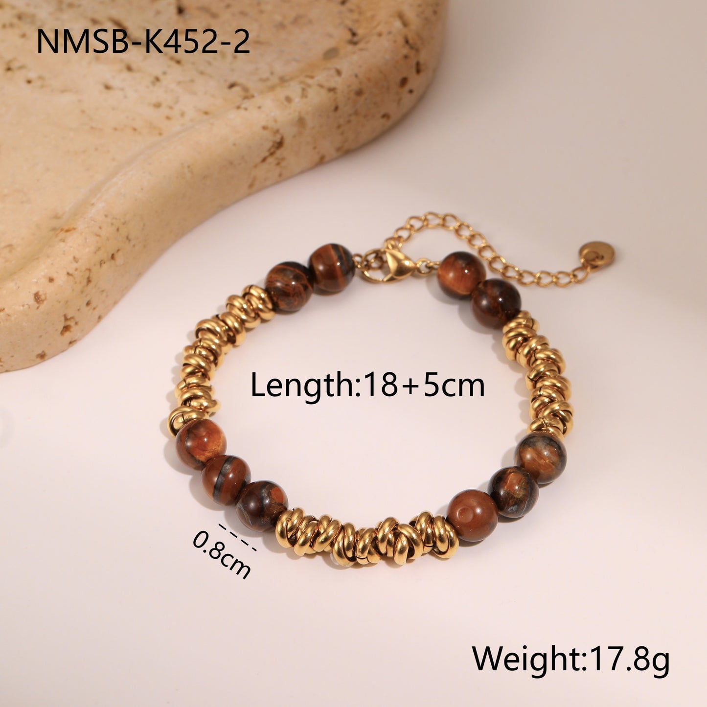 Vintage-Inspired Geometric Stainless Steel Bracelet with 18K Gold Plating for Women