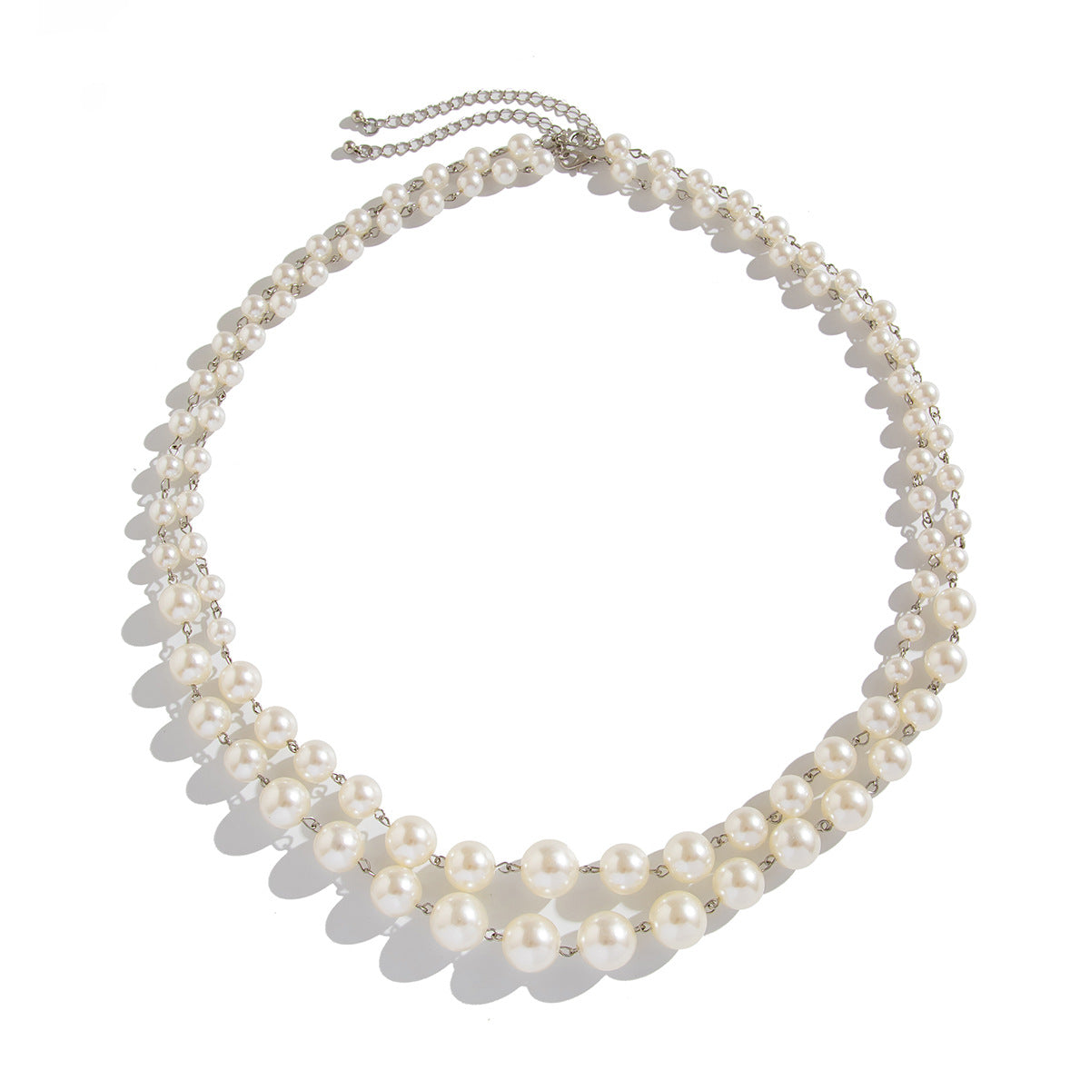Elegant Multi-Layer Imitation Pearl Tassel Necklace Set with Geometric Round Beads for Women