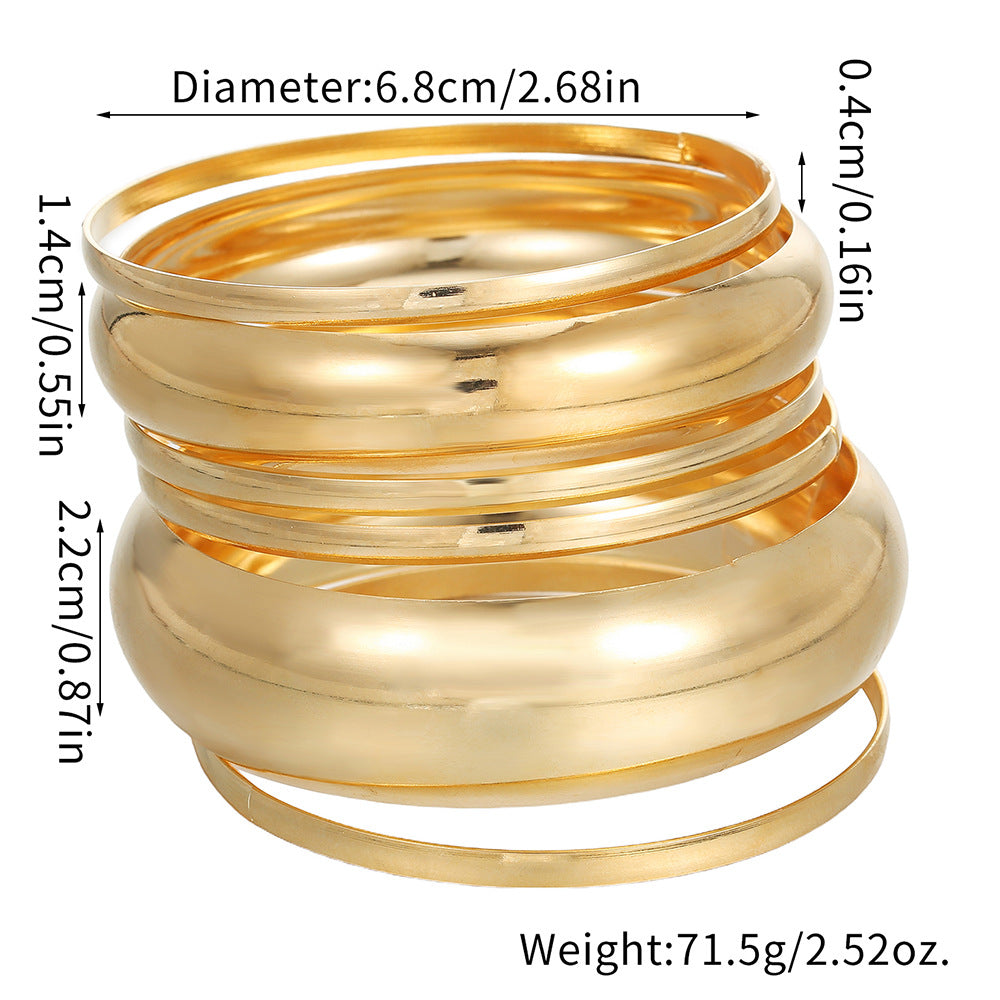 Minimalist Geometric Round Plated Iron Wide Multi-Layer Bracelet