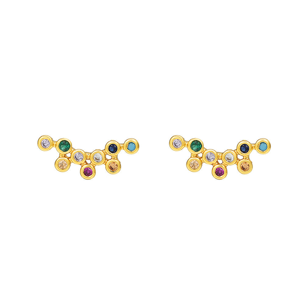 Orecchini a perno da donna a forma di farfalla, ape, croce e cuore in lega con intarsio di strass e finitura galvanica, stile fresco e minimalista