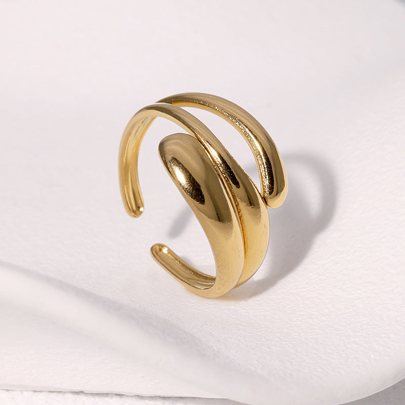 Minimalist Geometric Stainless Steel Open Ring for Women with Plated Finish, Fashionable and Hypoallergenic