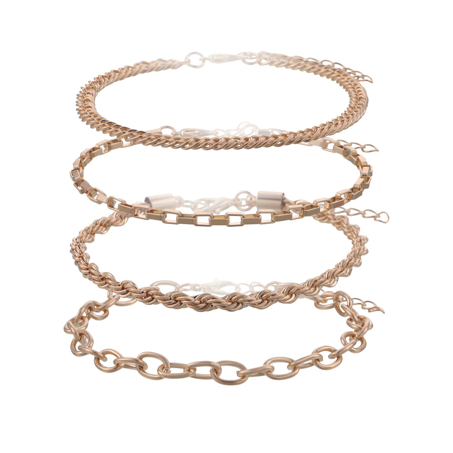 Minimalist Geometric Alloy Bracelet for Women with Plated Finish Adjustable Hemp Rope Design