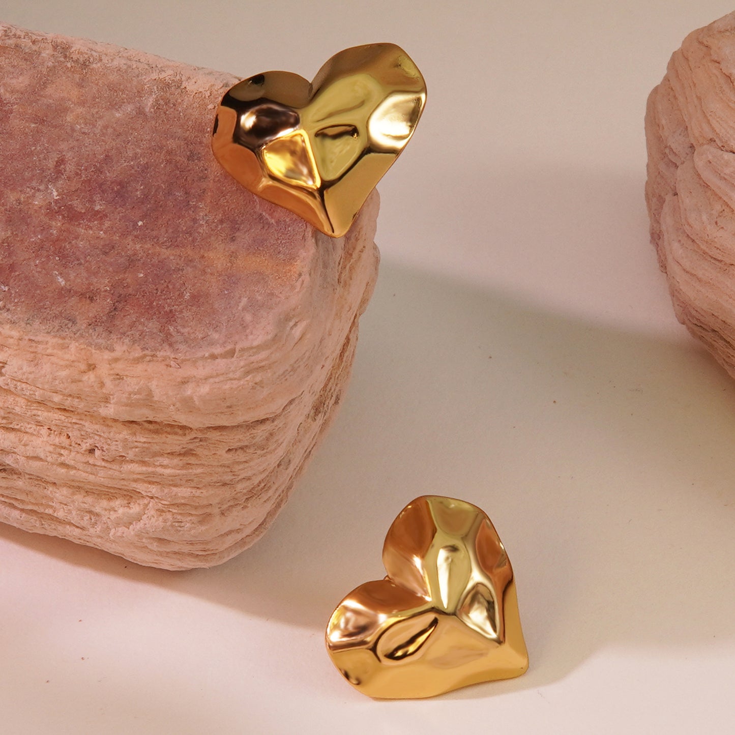 Sweet Heart Shaped Plated Stainless Steel Earrings for Women