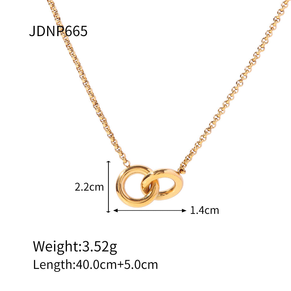 Minimalist Geometric Titanium Steel Pendant Stainless Steel Multi-layer Cable Chain Necklace for Women