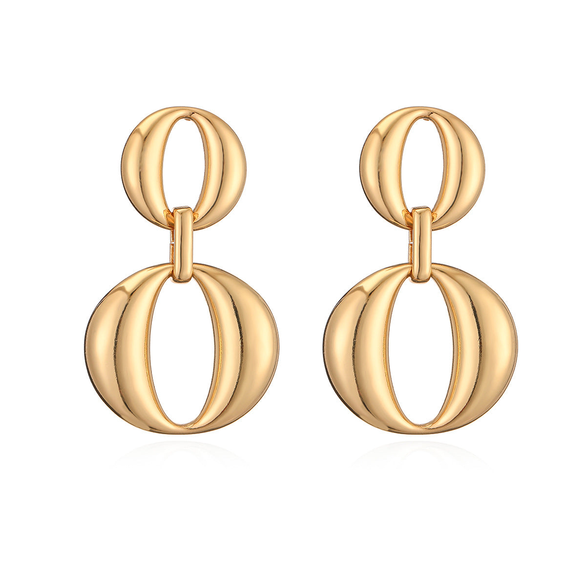Minimalist Geometric Copper Earrings with 18K Gold Plating for Women — Lightweight Luxury Fashion Ear Jewelry