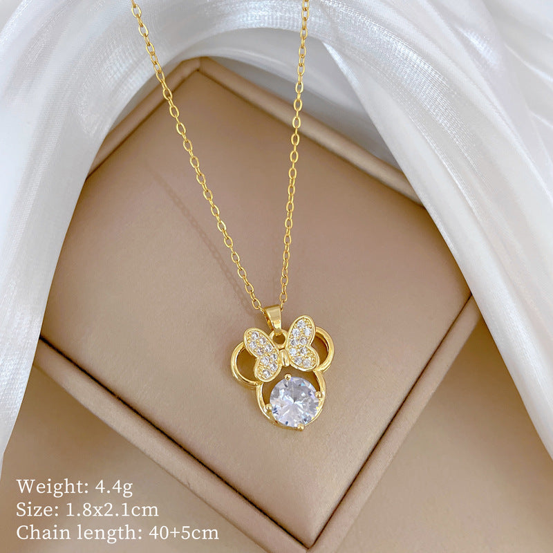 Collana Geometrica con Cielo Stellato da Donna con Strass Micro-Incastonati in Acciaio al Titanio, Stile Dolce, Fresco e Minimalista