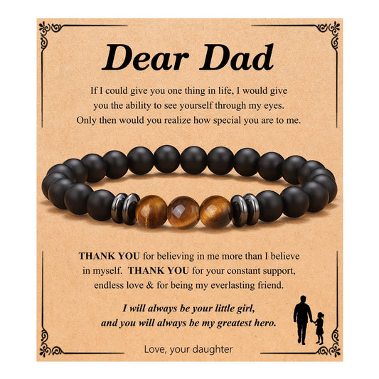 Men's Hand-woven Matte Tiger's Eye Geometric Bracelet with Magnetic Spacer