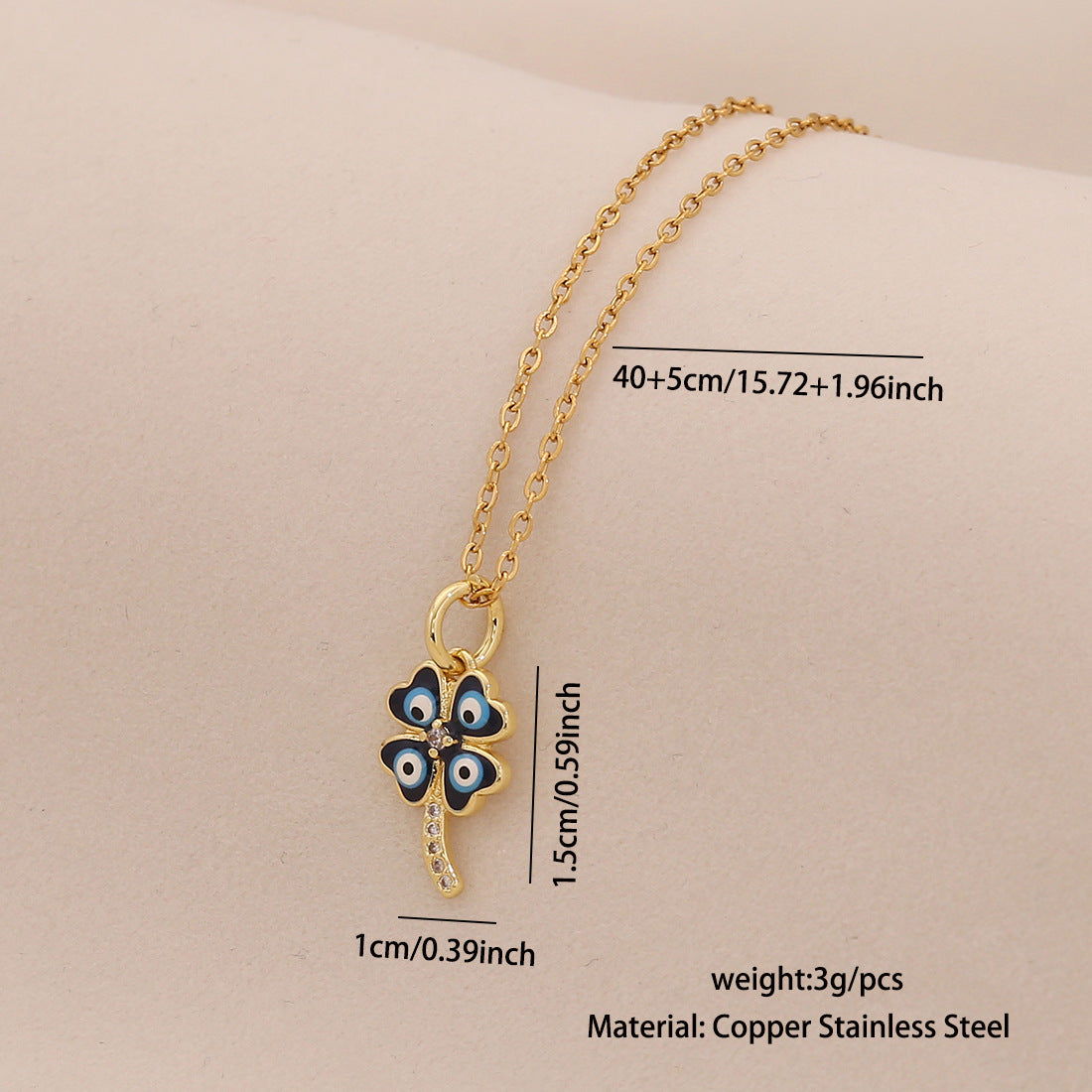 Edgy Evil Eye Pendant Necklace in Stainless Steel with Enamel Finish on O-Chain for Women
