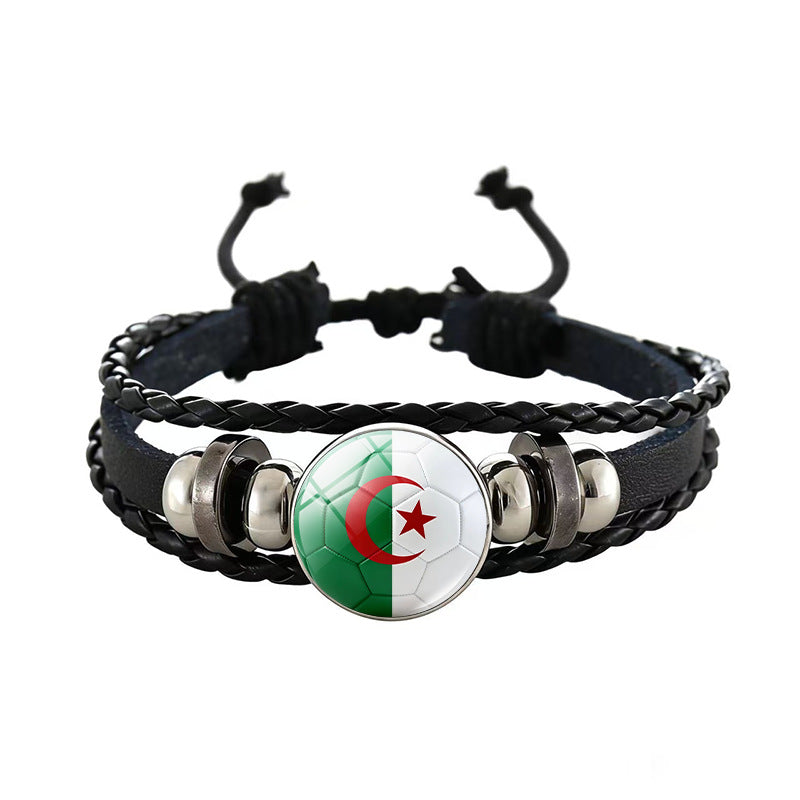 Unisex Geometric Round Braided Leather Bracelet Adjustable Handmade Wristband