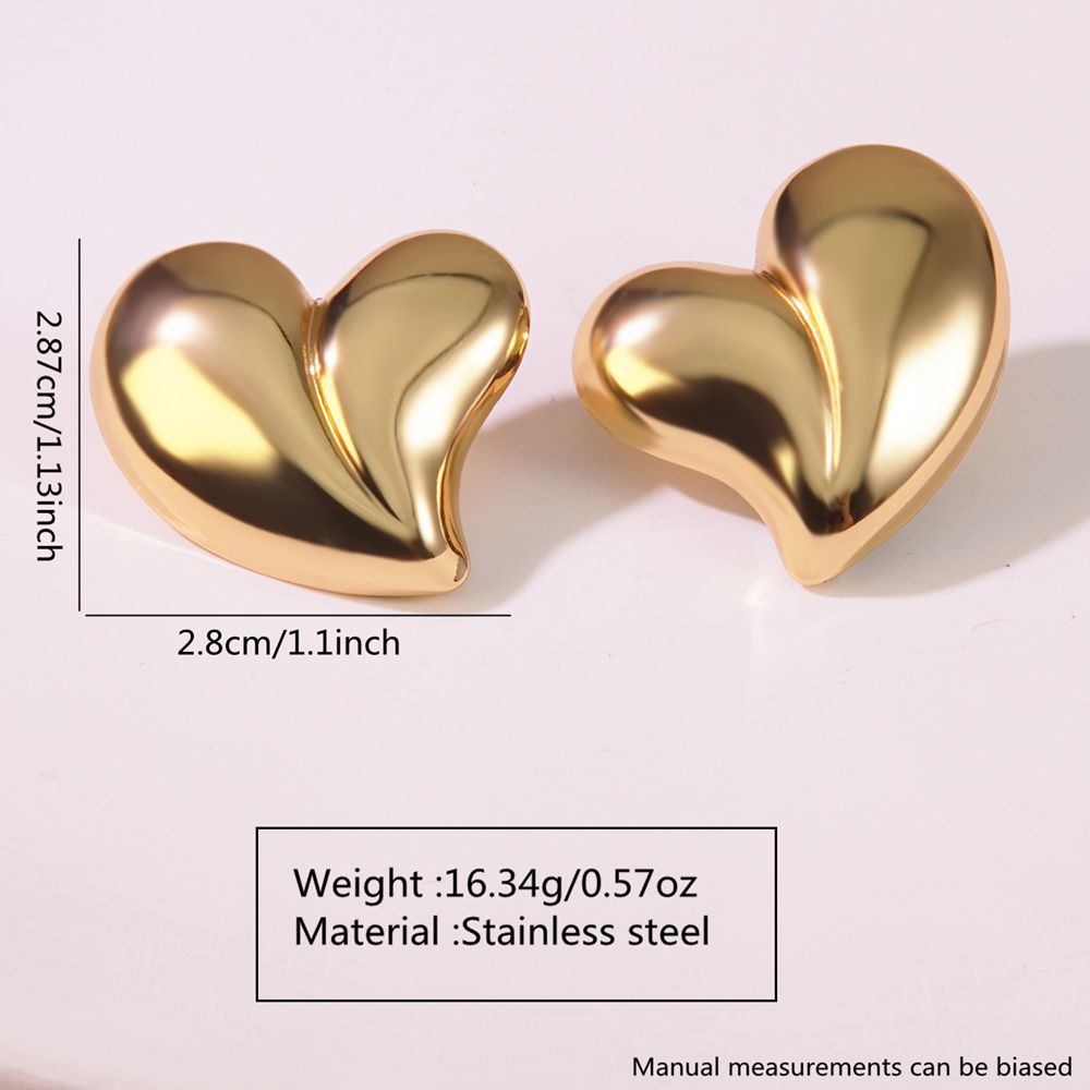 Sweet Streetwear Heart Plated Stainless Steel Earrings