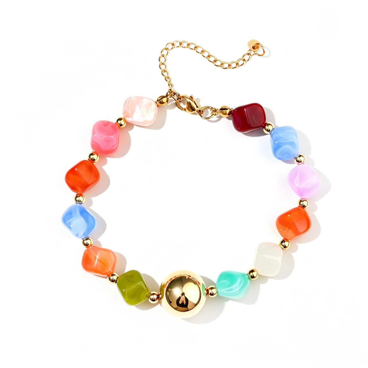 Minimalist Geometric Round Resin Beaded Bracelet Unisex Fashion Jewelry