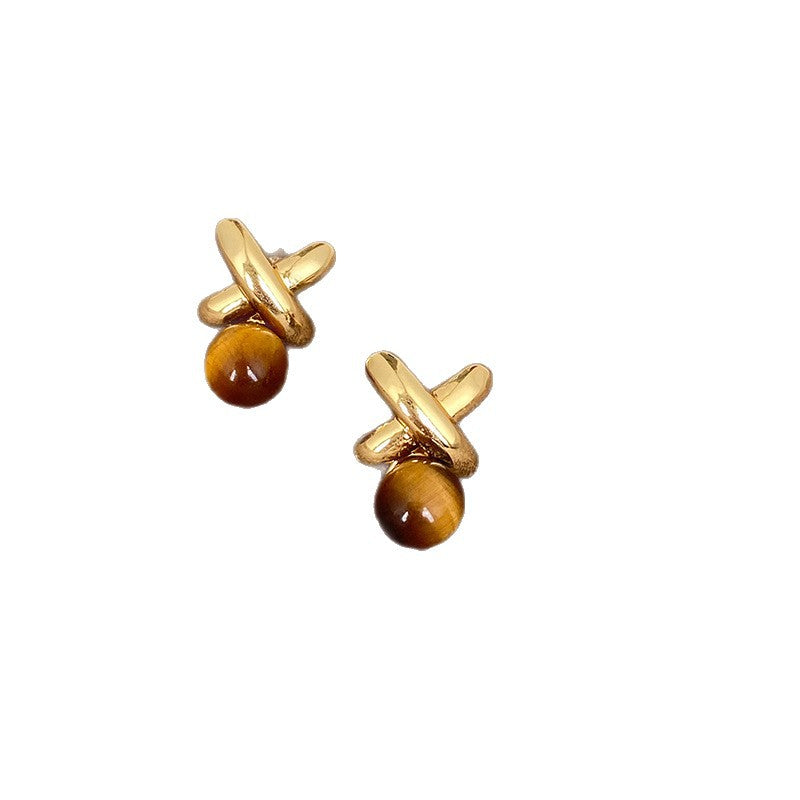Aretes de resina minimalistas retro con letra X y postes de plata de ley 925 para mujer