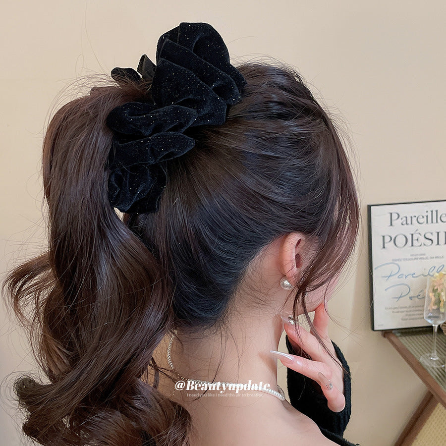 Elegante Fermaglio per Capelli Floreale in Acrilico e Tessuto da Donna con Chiusura a Squalo, Stile Lusso Minimalista per Ufficio o Uso Quotidiano