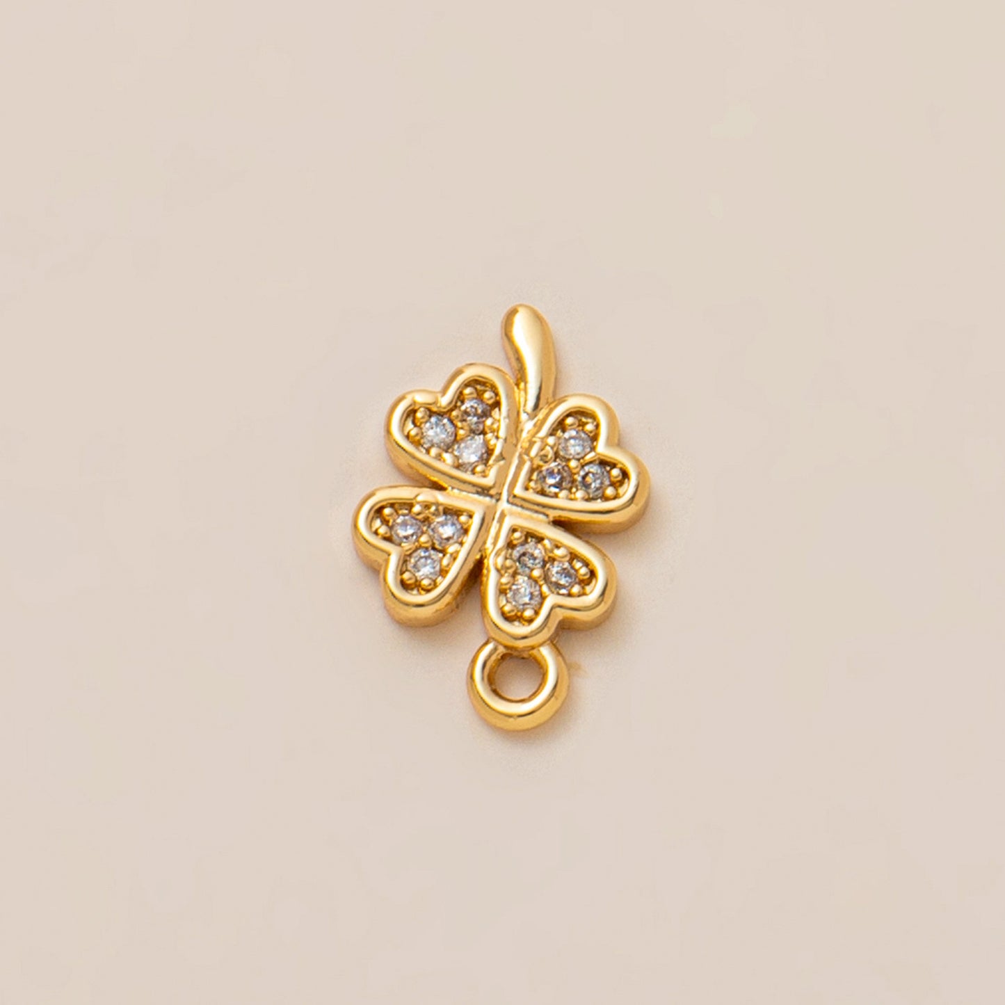 Luxury 18K Gold Plated Brass Heart Bow Geometric Pendant