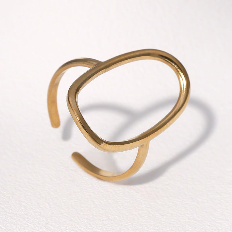 Minimalist Geometric Hollow Open Ring 18K Gold Plated Stainless Steel Fashion Jewelry for Women
