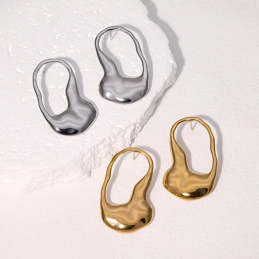 Orecchini Geometrici Minimalisti da Donna in Acciaio Inossidabile con Finitura Galvanica, Design Asimmetrico, Ipoallergenici e Resistenti all'Ossidazione