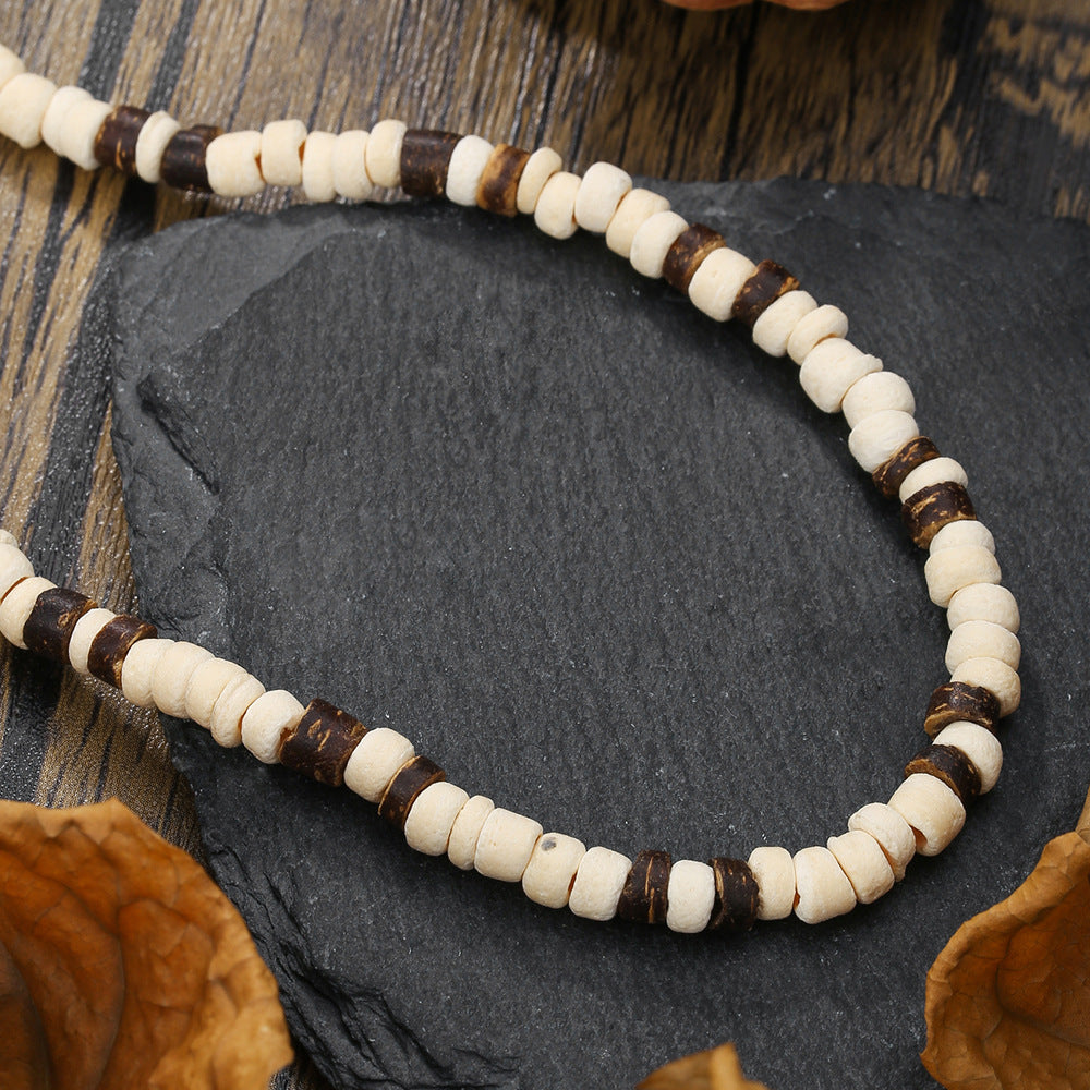 Hip-hop Geometric Wood and Stainless Steel Ball Chain Necklace
