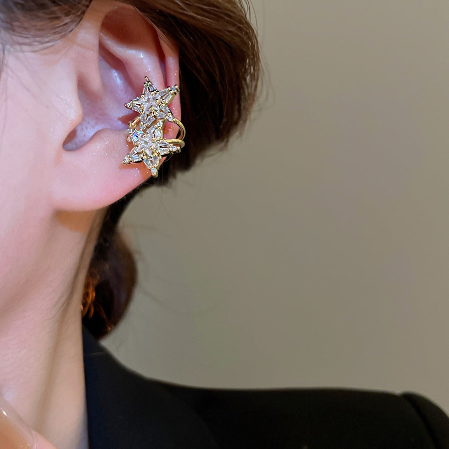 Orecchini da donna in rame con zirconi, dal design geometrico minimalista di lusso a ferro di cavallo