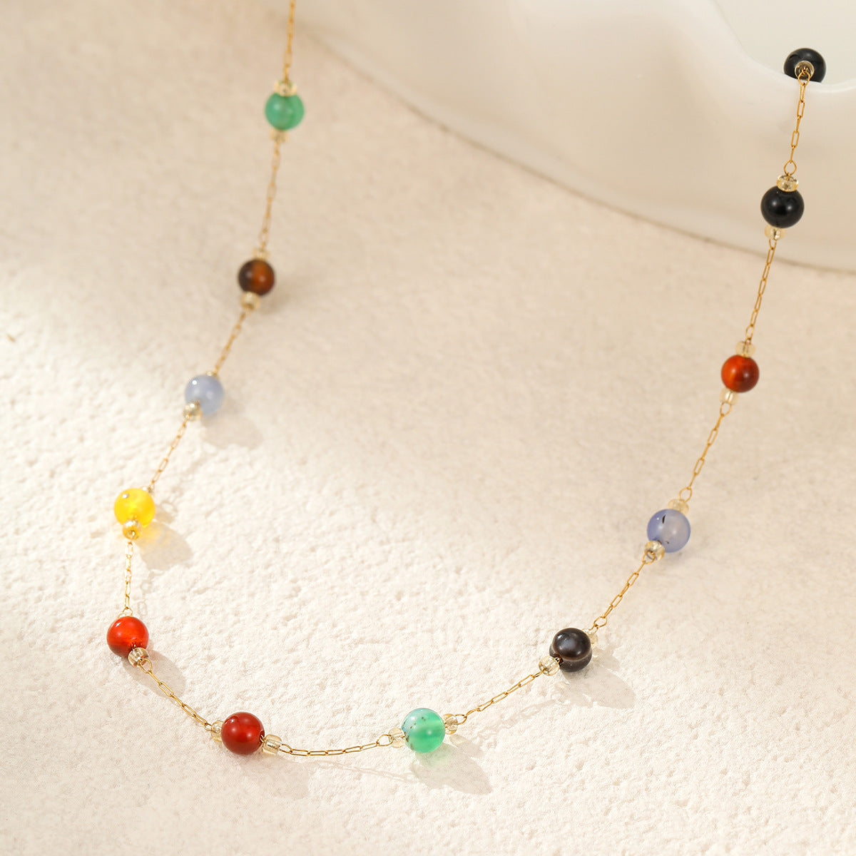 Collana da donna con perle geometriche minimaliste e stellate in acciaio inossidabile con placcatura in oro 18K