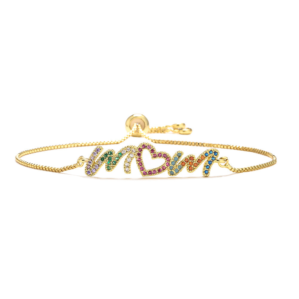 Geometric Style Gold-Tone Copper Bracelet for Women with Cubic Zirconia Inlay