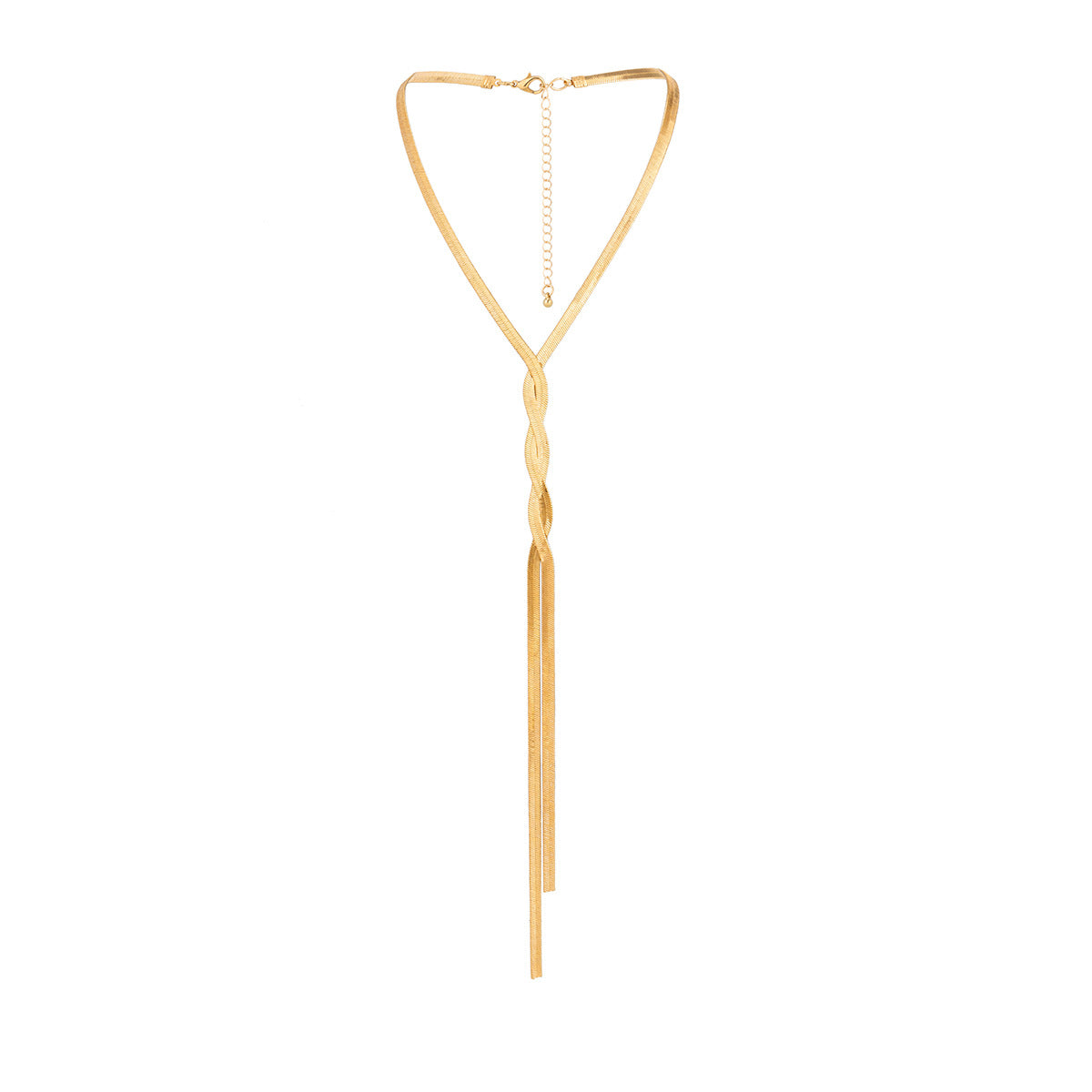Collana Pendente Geometrica Minimalista da Donna con Catena a Serpente Placcata e Dettaglio Nappa