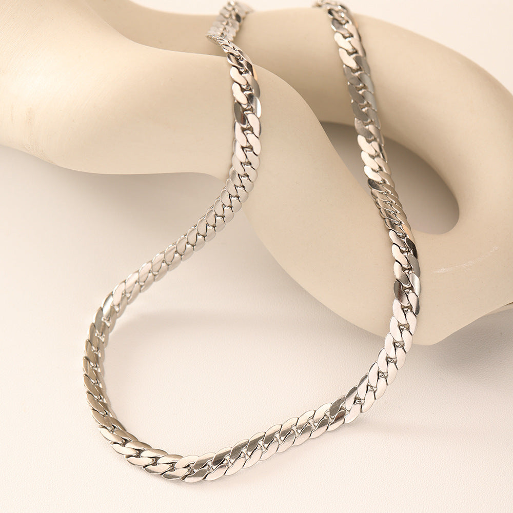 Collana Minimalista a Catena Serpentina da Donna in Acciaio Inossidabile 316 con Placcatura Sottovuoto in Oro 18K