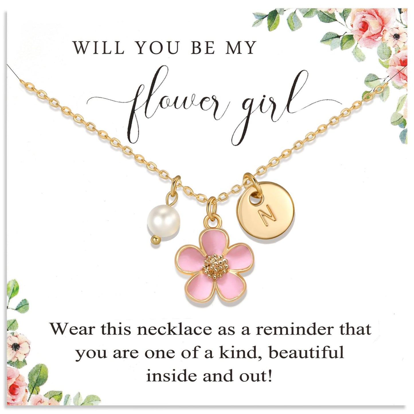 Sweet Alphabet Letter Alloy Pendant Cable Chain Necklace for Kids Teens
