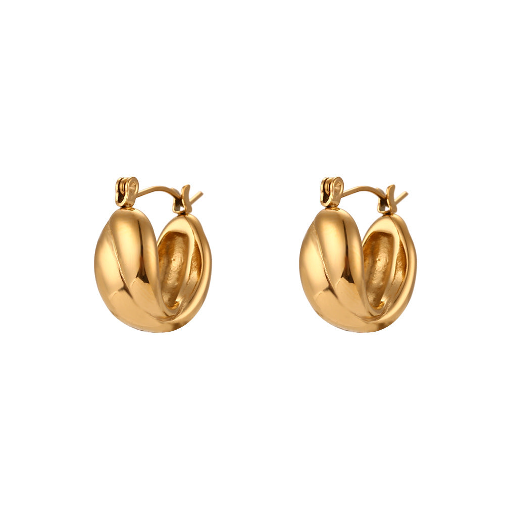 Minimalist Luxe Geometric Stainless Steel Ear Cuffs with 18K Gold Plating and Bread Texture